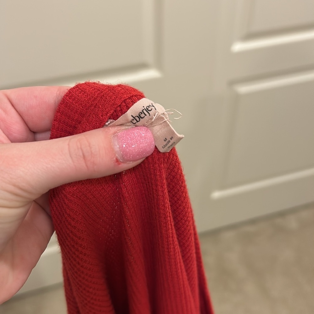 Eberjey Red Henley Short Sleeve Pajama Shirt - Picture 5 of 6